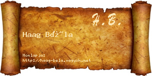 Haag Béla névjegykártya